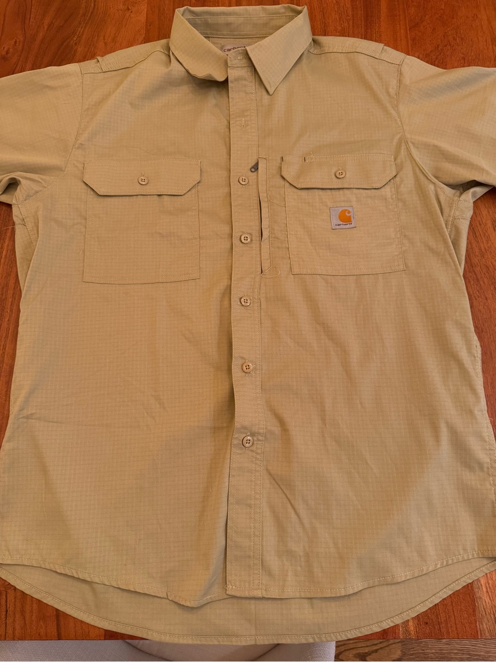 Men’s Beige Carhartt Button-Up Shirt - Large